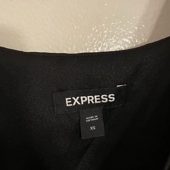 Express Women XS Black Satin Y2K 90s Grunge Scoop Neck Cropped Corset Tank Top - Picture 6 of 8